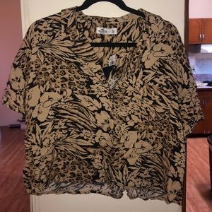 Cheetah Floral Print Dad Shirt